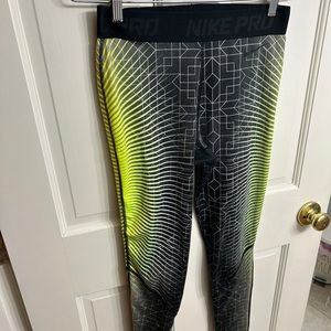Nike pro leggings, black and neon yellow pattern